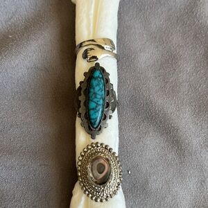 Silver and Turquoise Ring Set